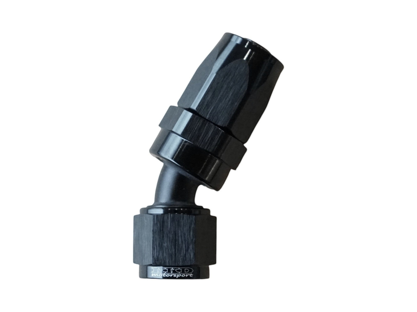 KKD motorsport black anodized aluminum AN10 30-degree hose end fitting for rubber fuel lines