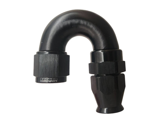 AN4 liitin 180° PTFE (teflon letkulle) Full Flow