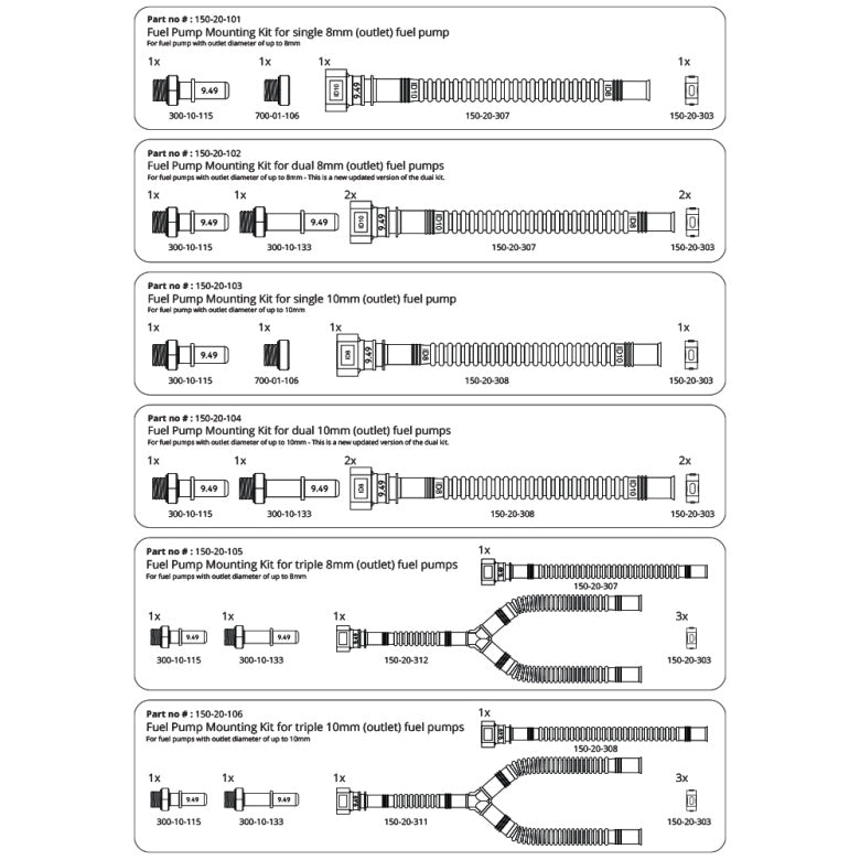 Nuke Performance In-tank fuel pump mounting kit, quick connect and E85 proof (10mm (3/8 / Suit 8.4-10mm)