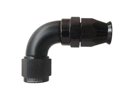 AN8 liitin 90° PTFE (teflon letkulle) Full Flow