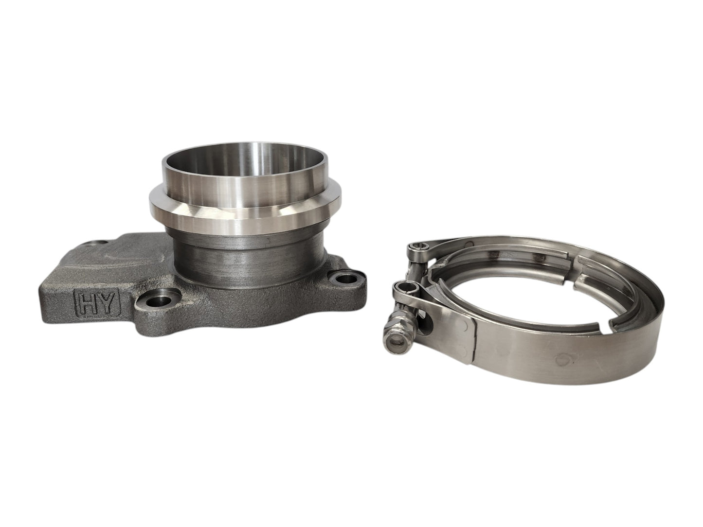Downpipe lähtö 4-bolt - V-Band valurautainen + Keskittävä V-Band 2,5'' (Holset HE221W)