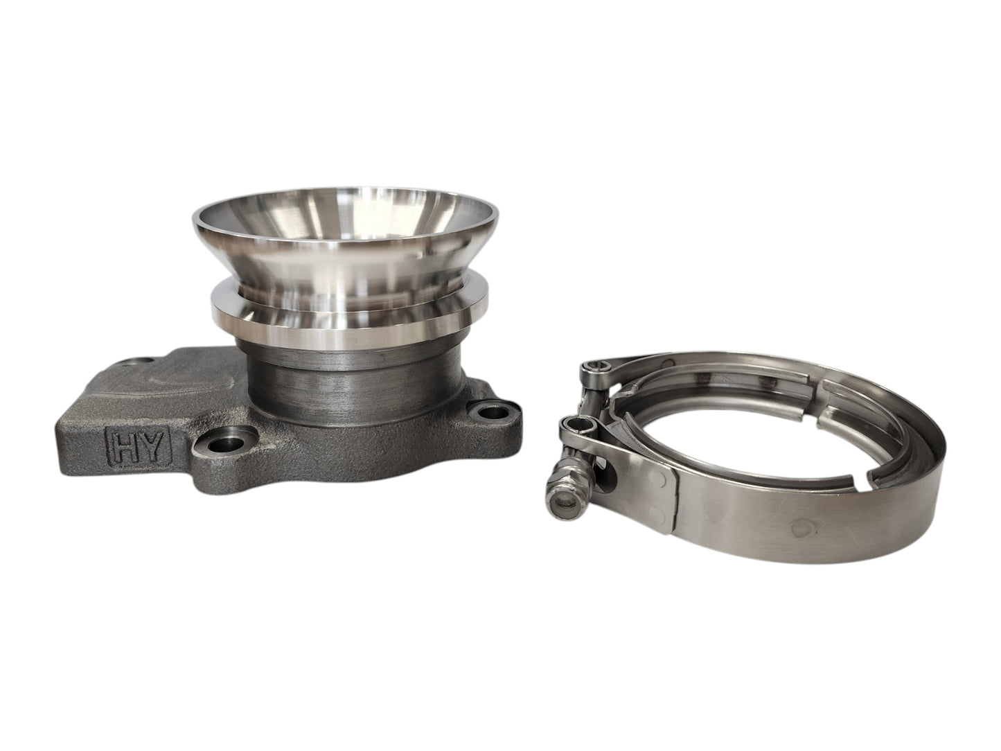 Downpipe lähtö 4-bolt - V-Band valurautainen + Keskittävä V-Band 3,5'' (Holset HE221W)