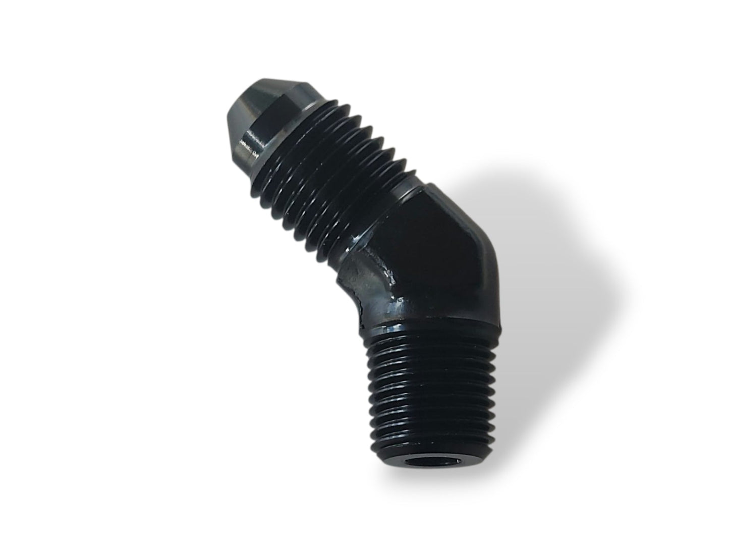 Lähtöliitin 45° AN / NPT (Musta)