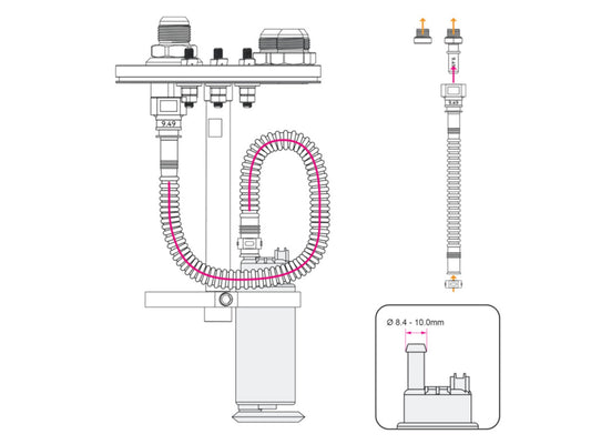 Nuke Performance In-tank fuel pump mounting kit, quick connect and E85 proof (10mm (3/8 / Suit 8.4-10mm)