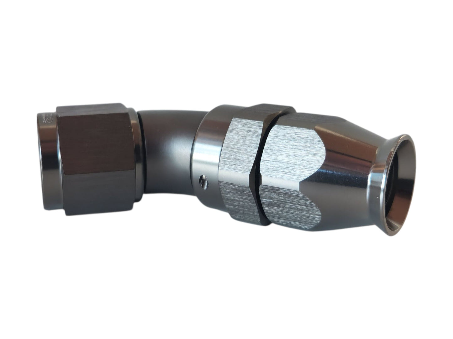 AN6 liitin 45° PTFE (teflon letkulle) Full Flow - Titan