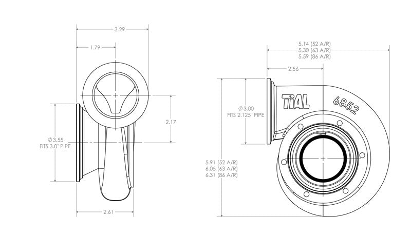 TiAL Sport - Pakopesä SS GT/GTX35 V-Band (0.63 A/R)