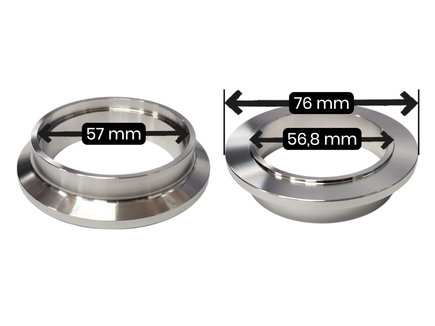 Turbo Inlet Laippa Precision (lähtö 57mm) Ruostumaton teräs