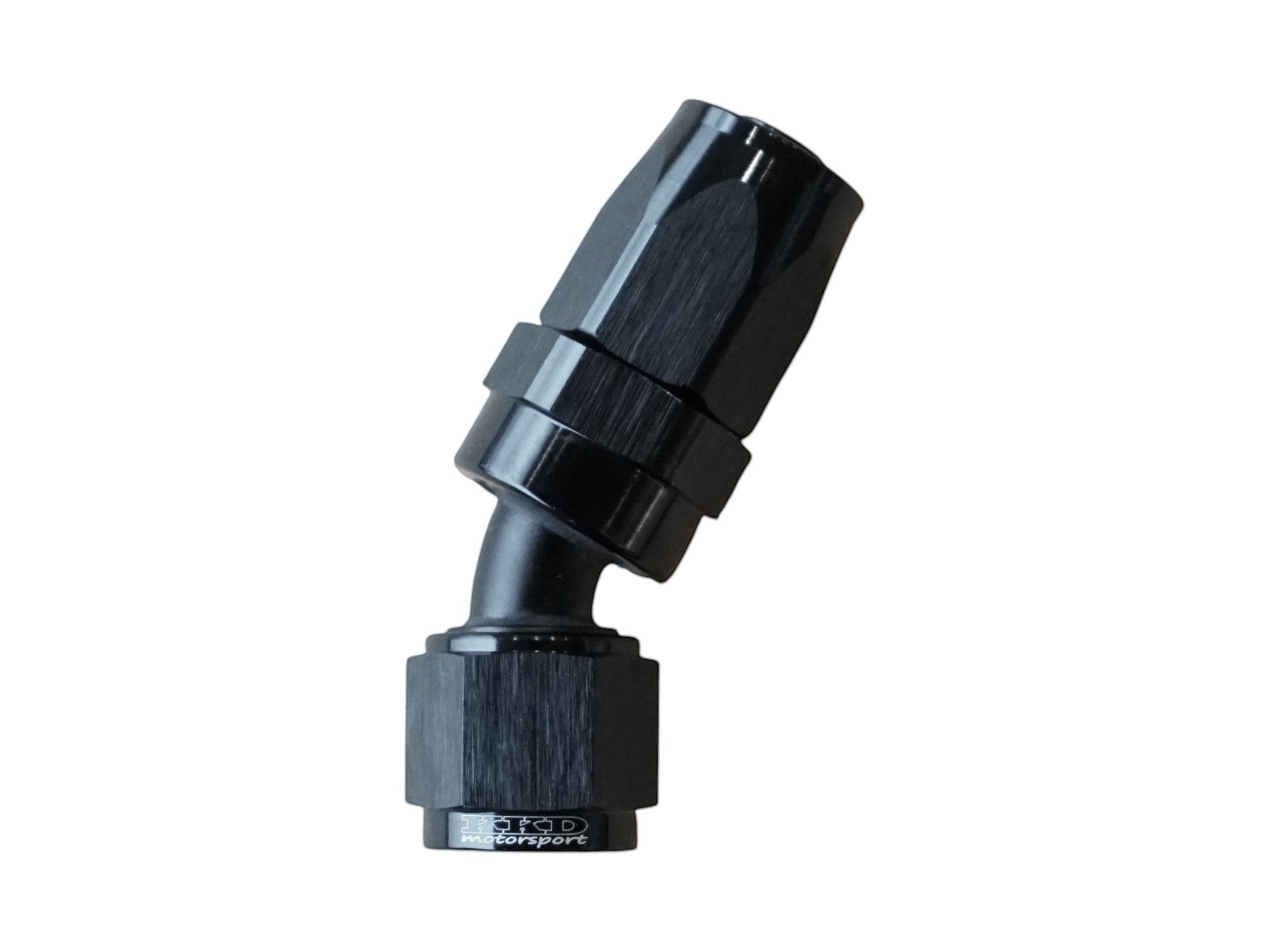 KKD motorsport black anodized aluminum AN10 30-degree hose end fitting for rubber fuel lines