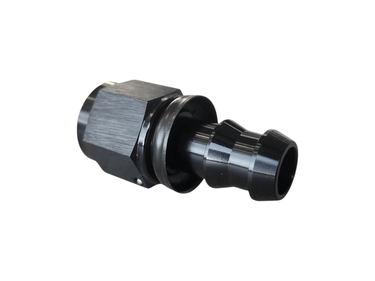 KKD motorsport black anodized aluminum straight push-on female AN fitting for automotive fuel and oil lines