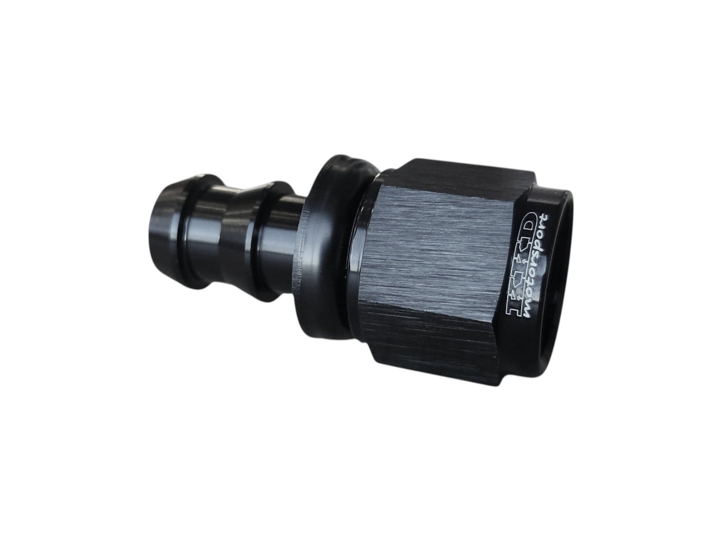 KKD motorsport black anodized aluminum straight push-on female AN fitting for automotive fuel and oil lines